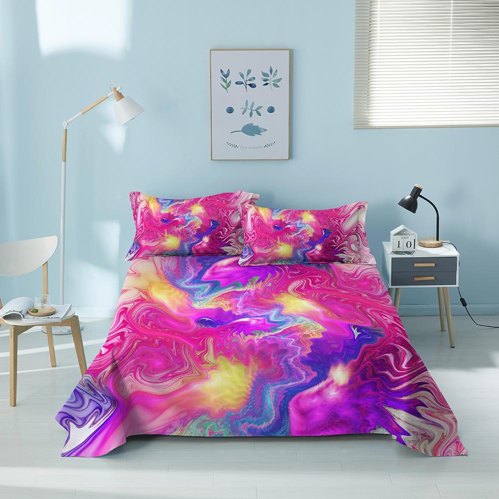 3D Gedrucktes Buntes Geometrisches Bettlaken-Set mit Kissenbezug Bettlaken King Queen Twin Einzelgröße Laken Heimdekor