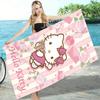 Hello Kitty Floral Stripe Beach Towel Single Sided 2D Print Cute Towel Home Bathroom Pool Beach Vacation Decor Summer Essentials