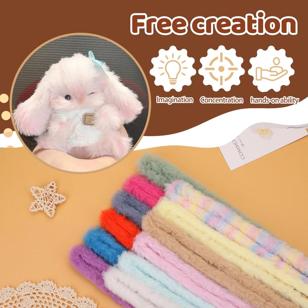 Fenrry 12Pcs Jumbo Fur Pipe Cleaners Craft Cleaners Chenille Stems Pipe for Beginners DIY Arts Craft Decorations