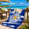 Custom Name Beach Towel Leicester Football Club Microfiber Beach Towel, Lightweight for Summer Travel, Swimming Pool Fan Birthday Gift