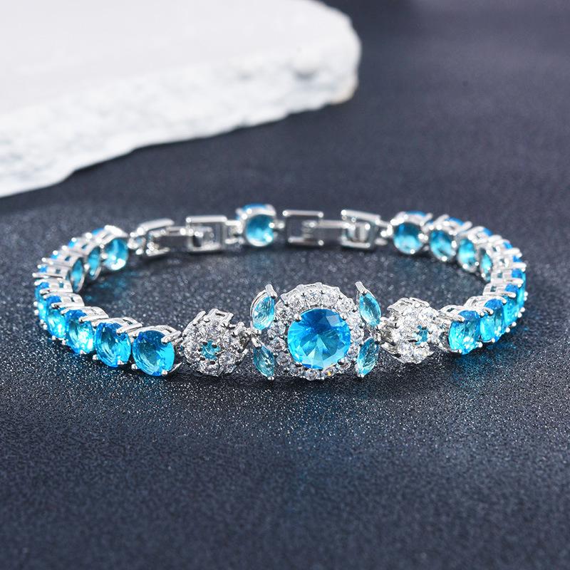 Fleur Violet Bijoux de Luxe Légers Cadeau pour Petite Amie Améthyste Naturelle Zircon Bracelet pour Femmes