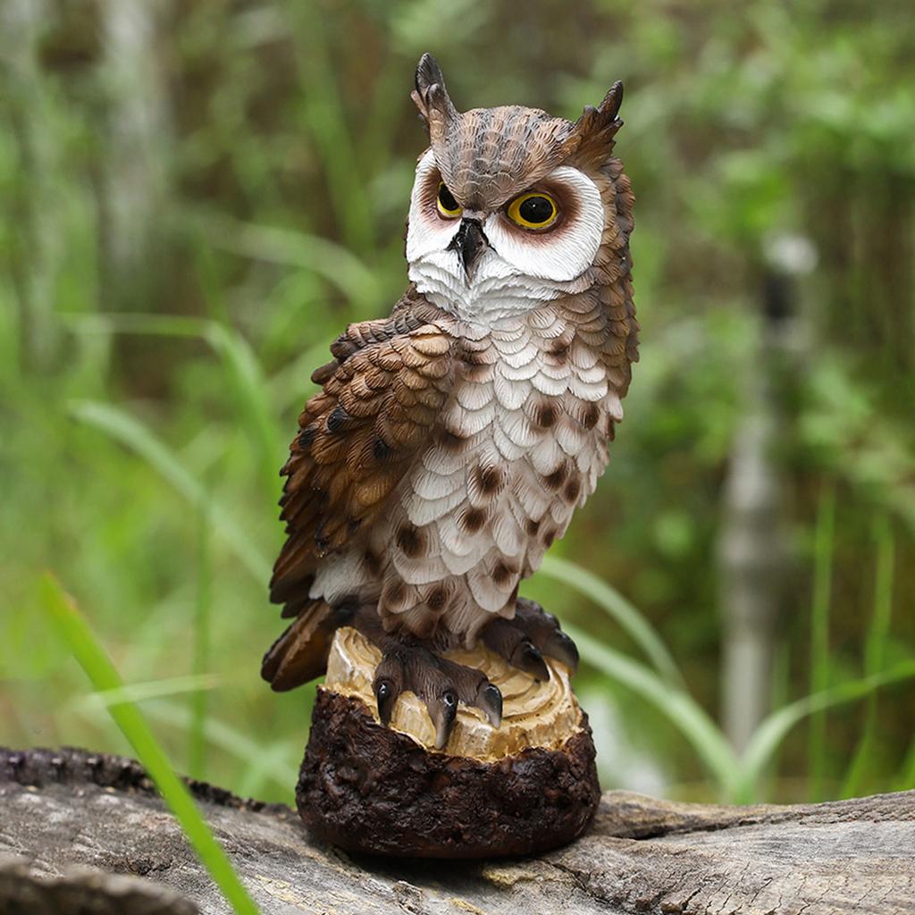 Resin Owl Statue Fake Owl Outdoor Sculpture Garden Decor Animal Sculpture Home Decor Lucky Owl Craft for Living Room Office