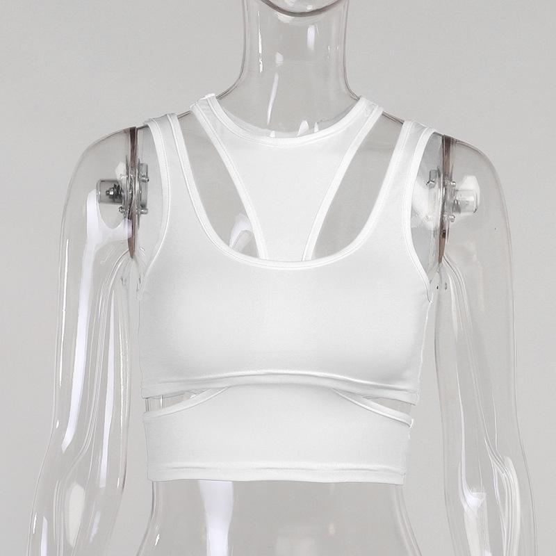 Wish 2021 Sleeveless Solid Color Chest-Wrap Top 