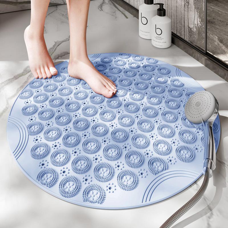 Elderly Anti-Slip Waterproof Shower Mat with Suction Cups & Foot Scrubber