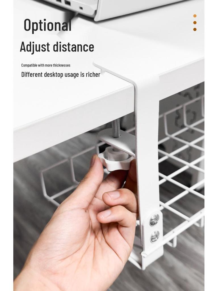 Under-Desk No-Drill Cable & Power Strip Organizer Rack