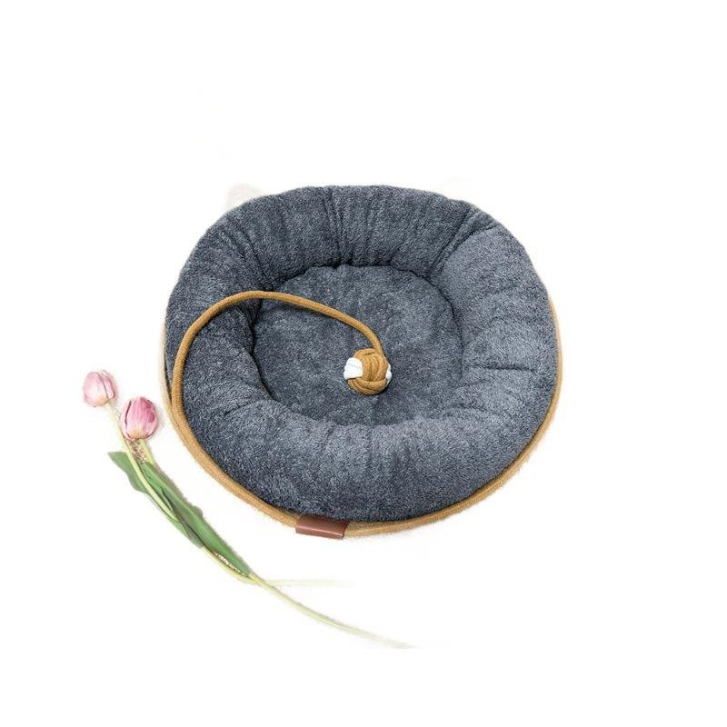 

Woven Cat Bed Natural Cat Bed Straw Nest Woven Pet House Handmade Braided Cattail Leaf with Soft Cushion Mat Small