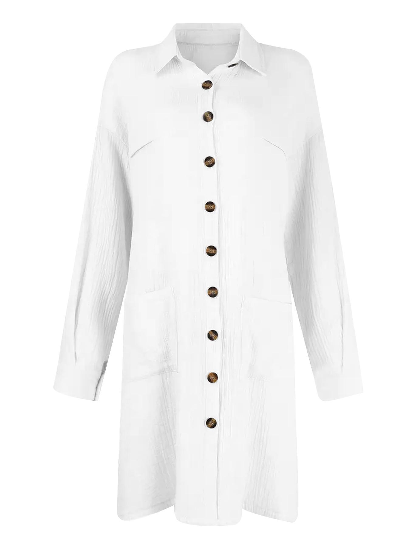 

Plus Size Women s Casual Holiday Dress - Single-Breasted Design 4XL белый