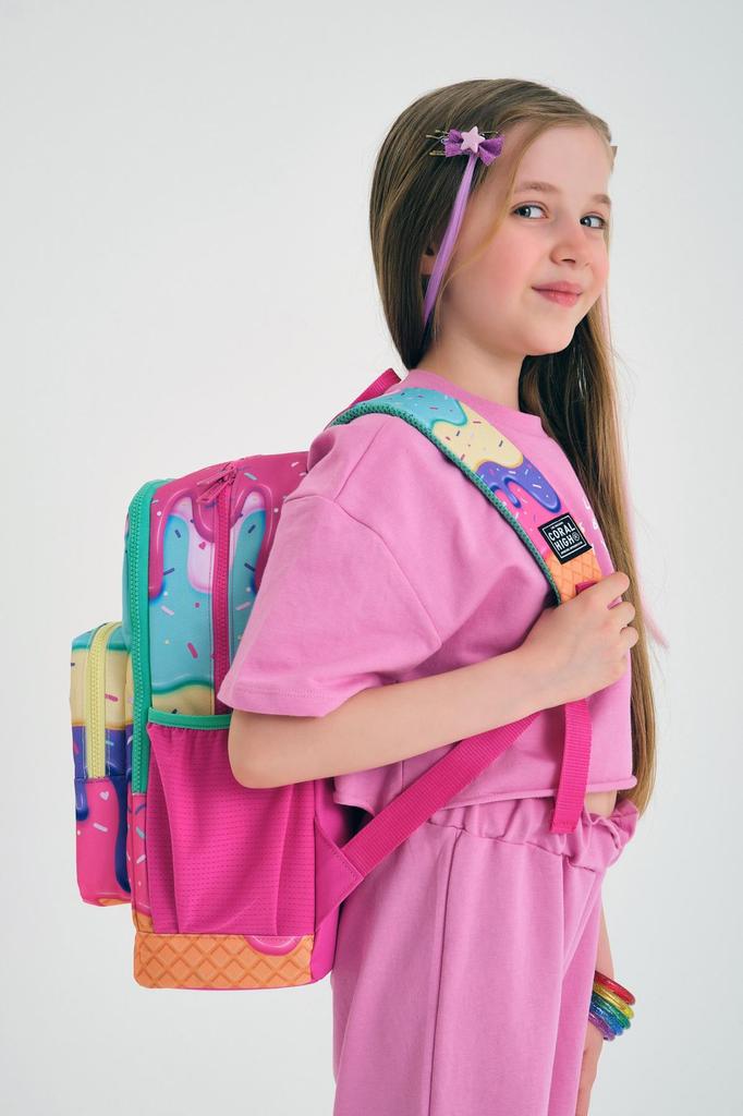 Coral High Kids Pembe Rengarenk Dondurma Desenli Okul Sırt Çantası 23731