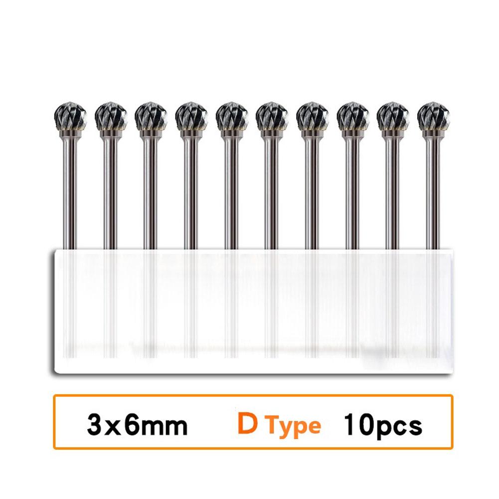 10PCS 3x6mm  Carbide Burrs Rotary Drill Grinder Carving Bit Double Cut Hand Tools Power Tool Accessories Household Supplies