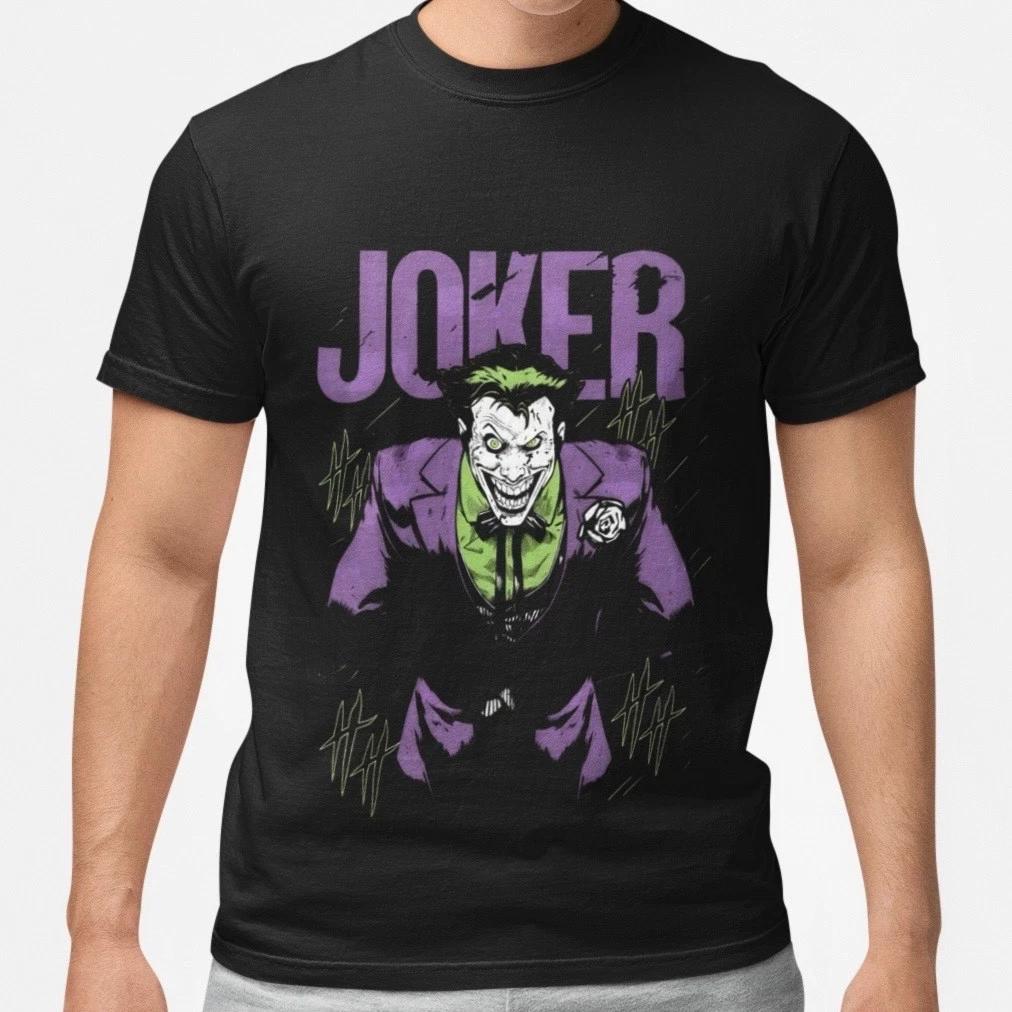 Joker Villain Graphic T Shirt Dark Comic Style Purple Green Unisex Tee XXXL