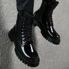 Herren Stiefel Lackleder Schuhe Party Nachtclub Kleid Cowboy Hoher Schornstein Stiefel Plateau Lange Chelsea Stiefel