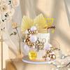Weißgoldene Kugeln Kuchenaufsätze mit goldenen Palmblättern Boho Geburtstagskuchen Dekoration Ballon Kuchenstecker für Geburtstag Hochzeitsfeier