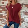 Spring and Summer New Solid Color Round Neck T-shirt Elegant Short Twist Top Women's Clothing