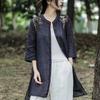 Women New Chinese Style Embroidered Linen Long Shirt Vintage Stand Collar Blouse