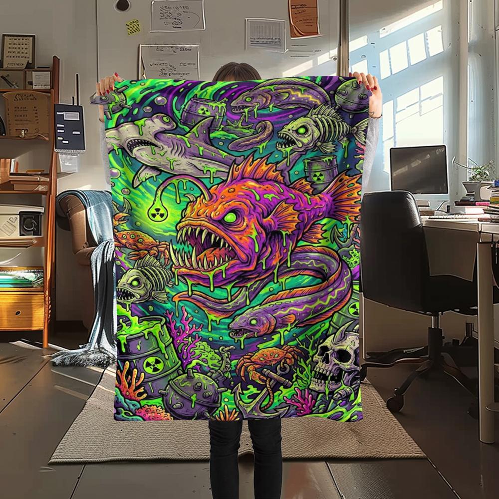 Corrosive marine organisms Print Flannel Blanket,High quality Comfortable for All Seasons,Home Decor,Warmth and Comfort,Perfect for Christmas Gifts