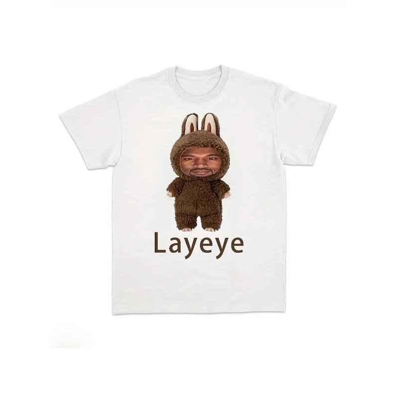 Kanye Face Parodie T-Shirt - Layeye Grafik Novelty Tee mit ikonischem Kanye Design, Lässiges Kurzarm-T-Shirt, Sammlerstück Popkultur Bekleidung