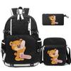 3Pcs/set Cute Little Bear 26 English Letters Bookbag Back To School Backpack Child Gift with Pencil Case Shoulder Bag Backpack