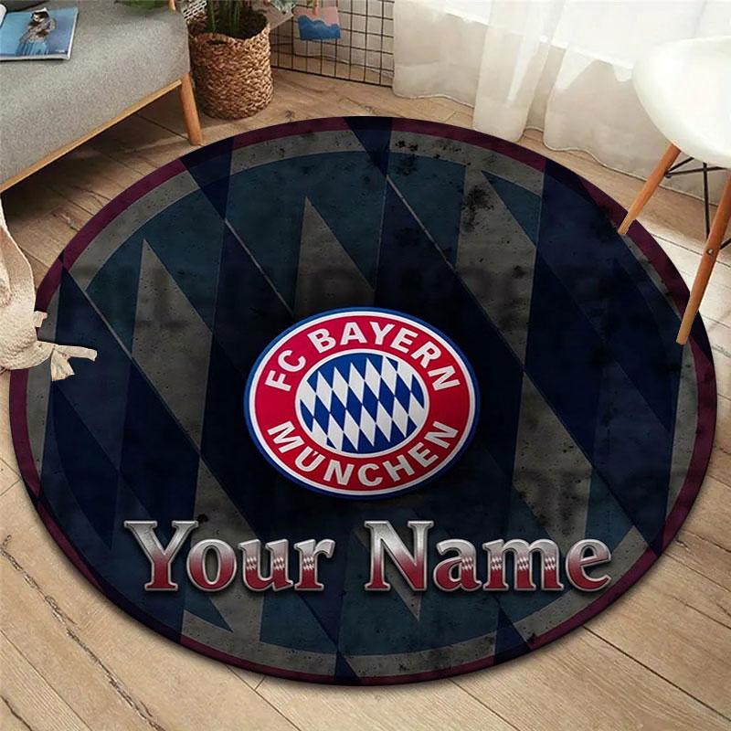 FC Bayern Munchen Custom Name Round Area Rug,Carpet Rug for Living Room Bedroom Sofa Playroom Decor,Non-slip Floor Mat