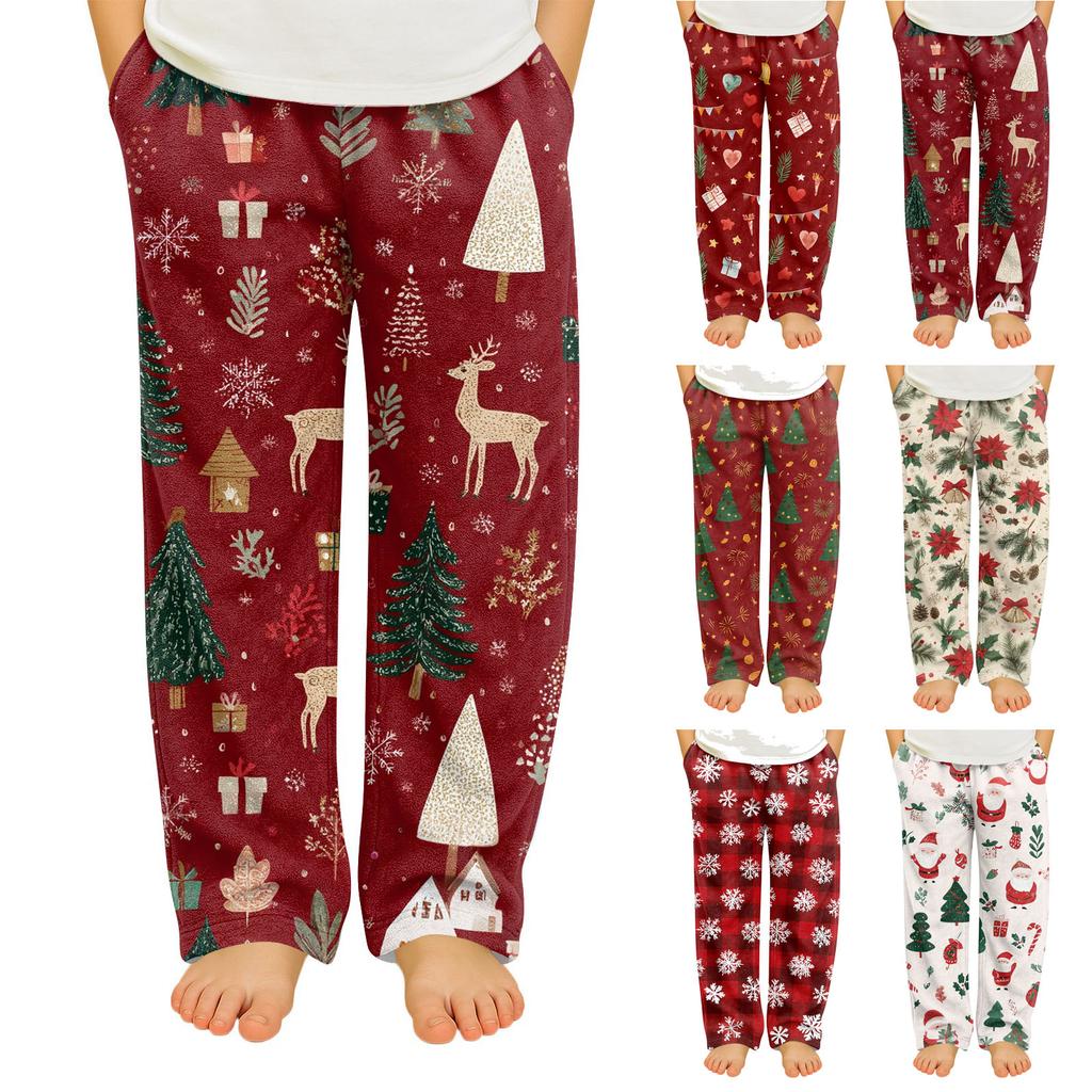 Children's Soft Comfortable Pyjama Bottoms Casual Christmas Print Home Pants
