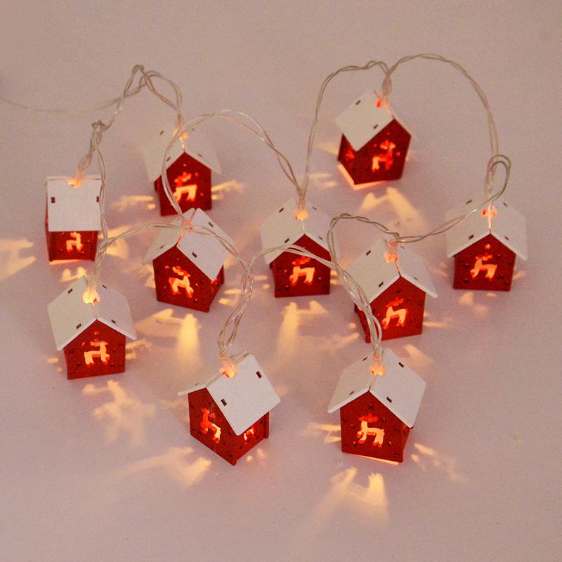 Casa di legno di Natale LED String Light Albero di Natale Ornamento appeso Decorazione natalizia per la casa Bambini Regalo di Capodanno Navidad