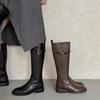 Side Zipper But Knee Boots Women's New Round Head Platform High Boots Thick Heel Knight Boots