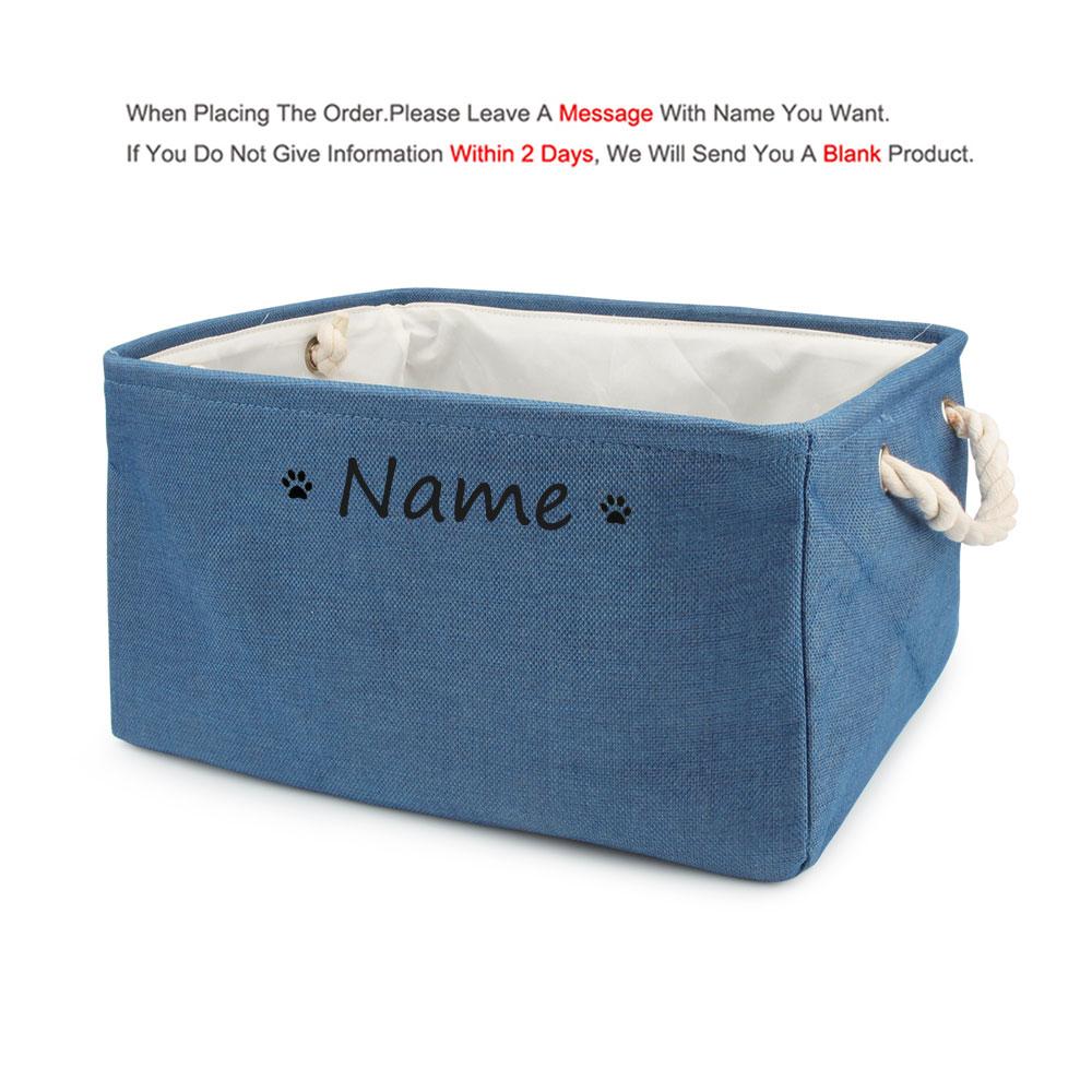 S/M/L Custom Name Pet Toy Basket Cat Dog Foldable Box Print Storage Baskets For Clothes Pets Accessories