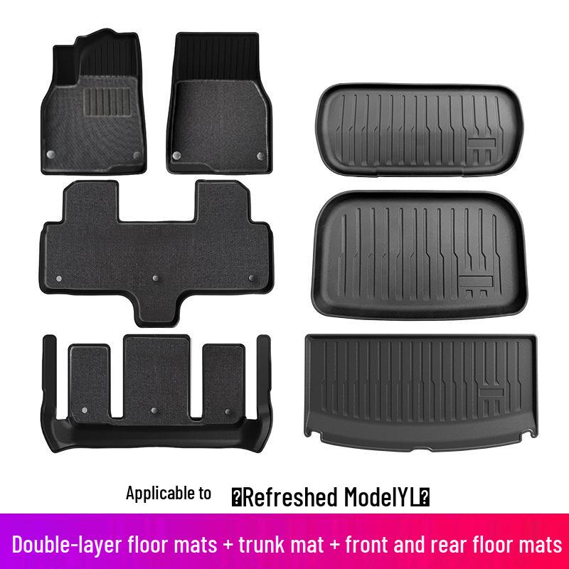 Double-Layer TPE Floor and Trunk Mats for Tesla Model Y 6-Seater - Custom Interior Accessories