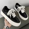 Men's board shoes spring and autumn new thick-soled retro black casual shoes men's breathable low-top flat-soled trendy men's shoes