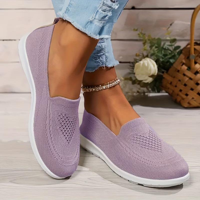 Sneakers, 1 Pair of Lightweight and Breathable Women's Knitted Flats, Breathable Low-top Fitness Shoes,