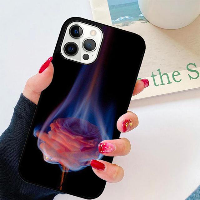 Autumu Burning Love Rose Phone Case Cover for iPhone 17 Air 16 16e 15 12 11 13 14 Pro Max Apple Plus Coque