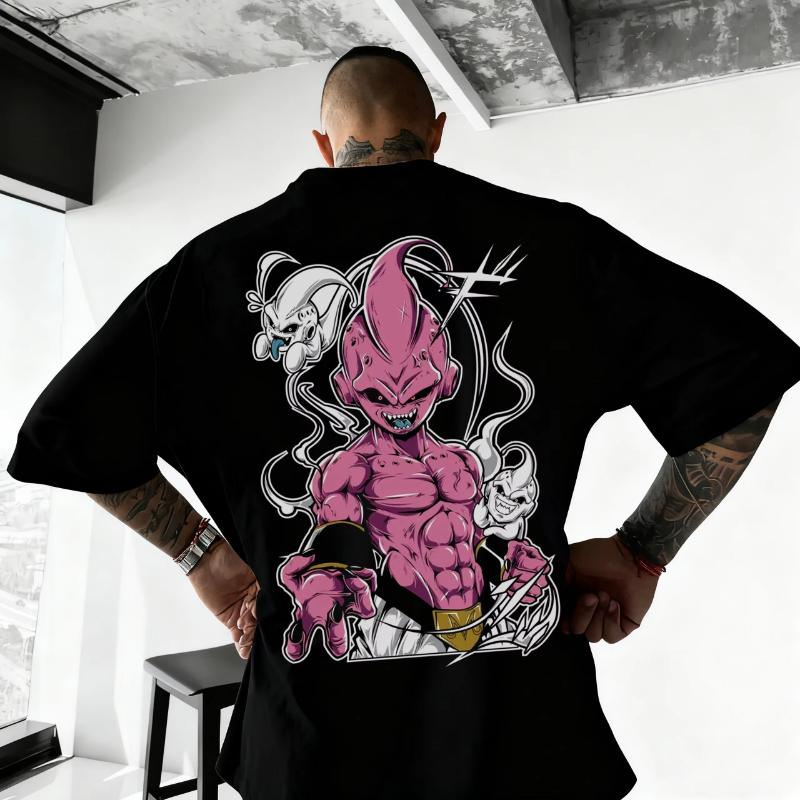 Dragon Ball Japanese Anime Printed Mens TShirt Majin Buu Boys Children Harajuku Short Sleeve Kids Goku Tshirt Summer Clothing