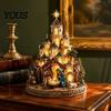 Christmas Mantel Ornament Bethlehem Nativity Church Light Tower, Lighted Village Scene with Star Glowing Religious Table Centerpiece Tower & Figurine,