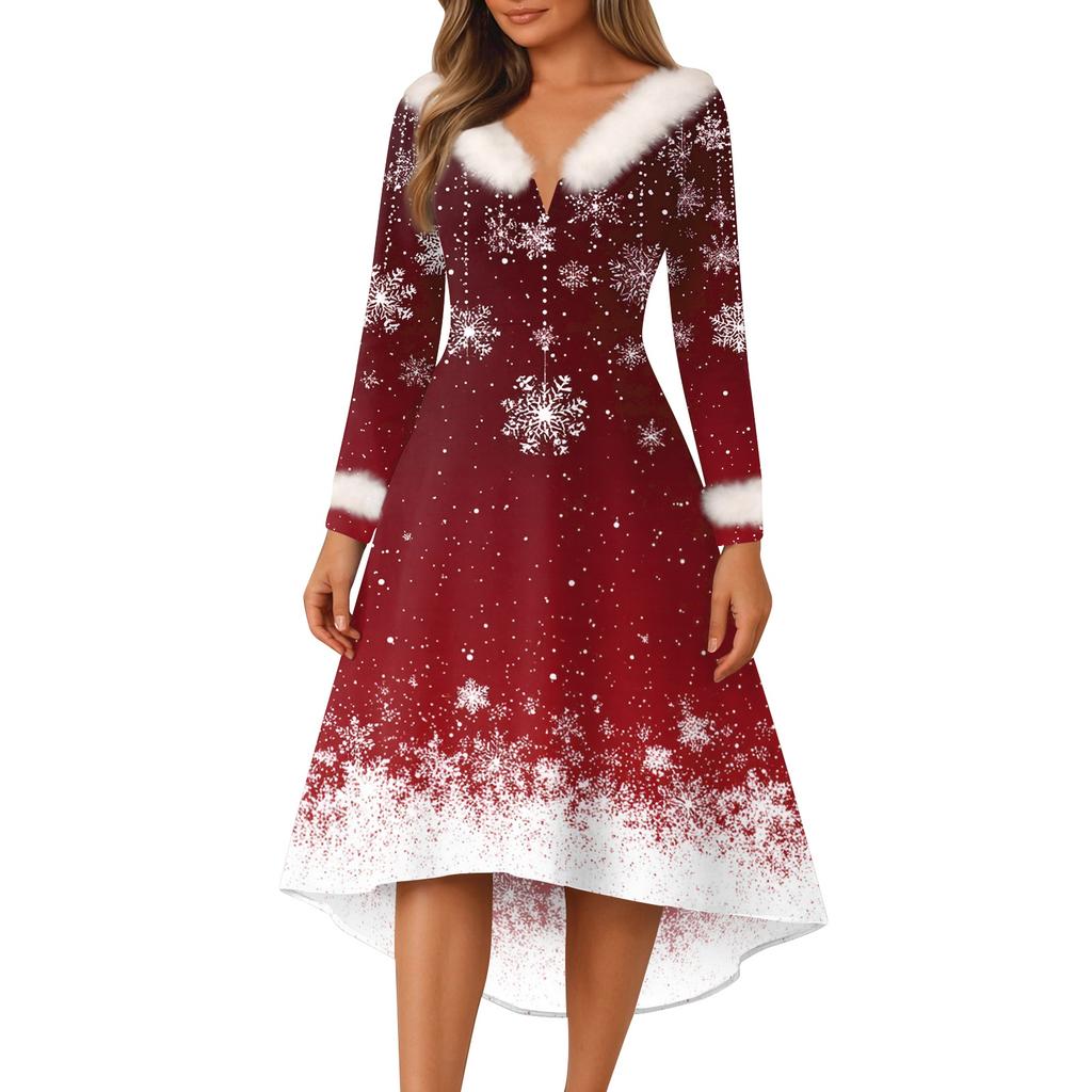 Christmas Party Printed Dresses For Women Vintage Christmas Midi Dress Casual Dresses Cocktail Dress Party Festive Dresses