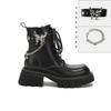 Autumn and winter liquid butterfly Martin boots thick-soled lightweight knight short boots women's thick heel denim leather
