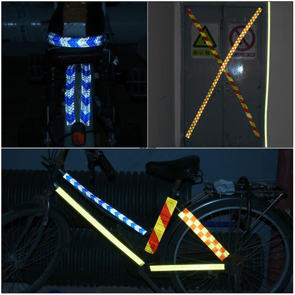 2.5cm*5m Arrow Car Reflective Stickers White-Blue Waterproof Bicycle Reflector Adhesive Warning Retroreflective Conspicuity Tape