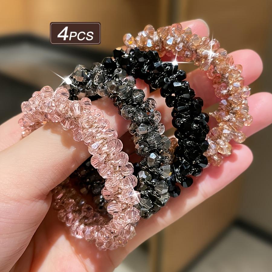 Exquisite and Fashionable Multi-color Rhinestone Hair Ties, Featuring an Elastic Vintage Elegant Design. Highly Elastic and Gentle on Hair