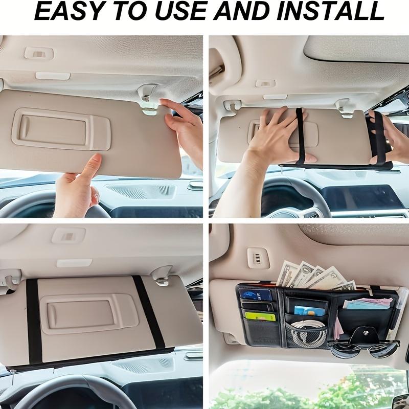 Multifunctional Car Sun Visor Organizer - Storage Bag with Zipper Pouch, Glasses Clip, and Sunglasses Holder - Car Interior Accessories