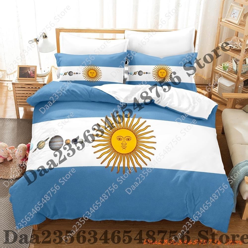 Kpop Cool Argentina Flag Bedding Set Single Twin Full Queen King Size Bed Set Adult Kid Bedroom Duvetcover Sets 3D Print Bed She