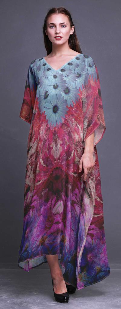 Phagun Daisy & Wild Flower Floral Ladies Kaftan Holiday Loungewear Maxi Dress Beach