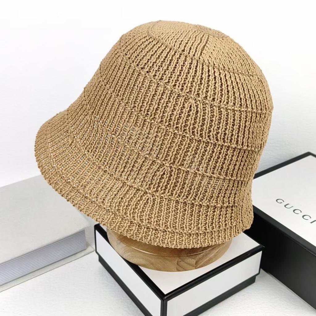 Solid Color Breathable Knitted Bucket Hat Women's Literary Leisure Basin Hat Fashion Bucket Hat