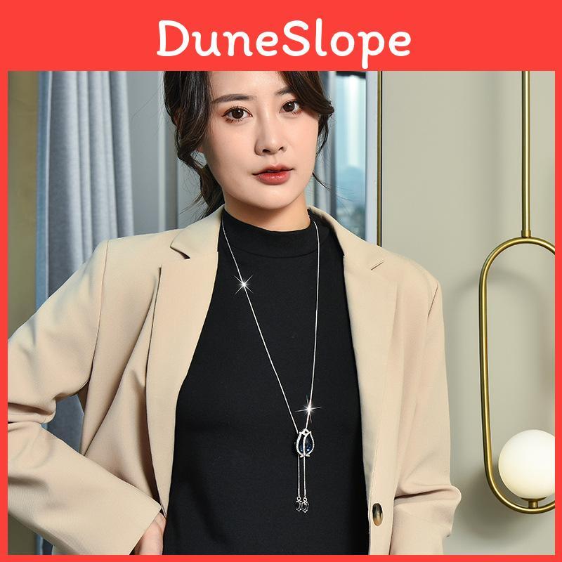 Fashion Woolen Sweater Chain Jewelry With Crystal Tulip Pendant For Womens Casual Style