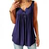 Eleganti Bluse Tunica Svasate da Donna con Scollo O e Volant in Chic Design Senza Maniche con Bottoni