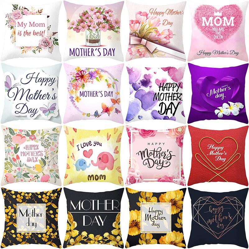 Cheap 45*45CM Mom Words Pillow Case Happy Mother's Day Gift Cushion