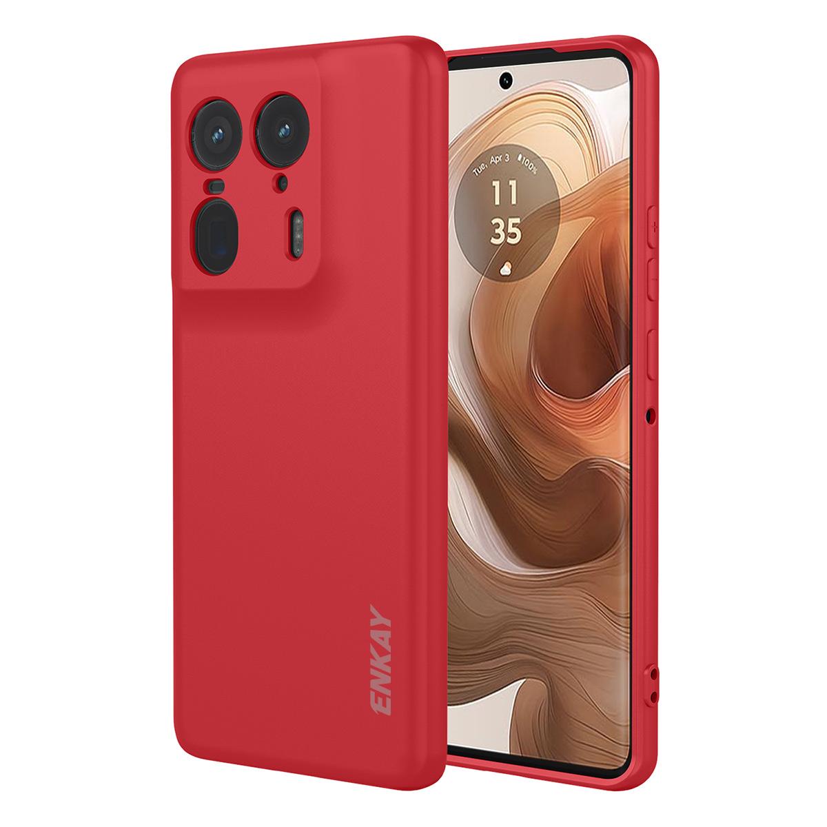 

For Motorola Edge 50 Ultra 5G Silicone Case ENKAY HAT PRINCE Straight Edge Cell Phone Back Cover Red