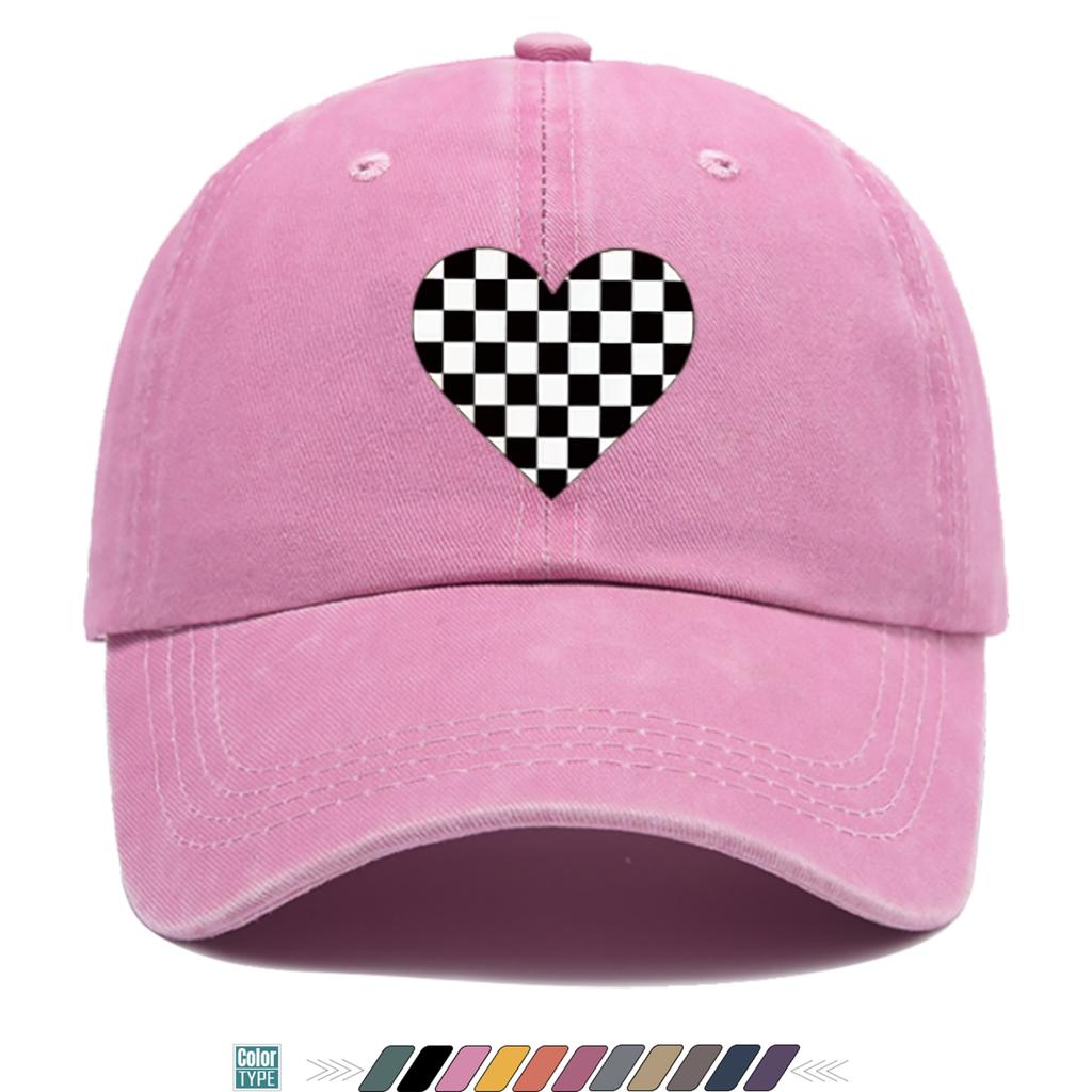 Pc Heart Black And White Checkered Print Baseball Cap Trucker Hat Comfortable And Breathable Fashionable And Aesthetic Cart