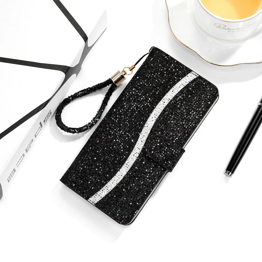 Wallet Flashing Powder Flip Leather Case For Samsung Galaxy S25 Edge S24 Ultra S23 Plus S22 S20 FE A16 A17 A26 A35 A36 A55 A56