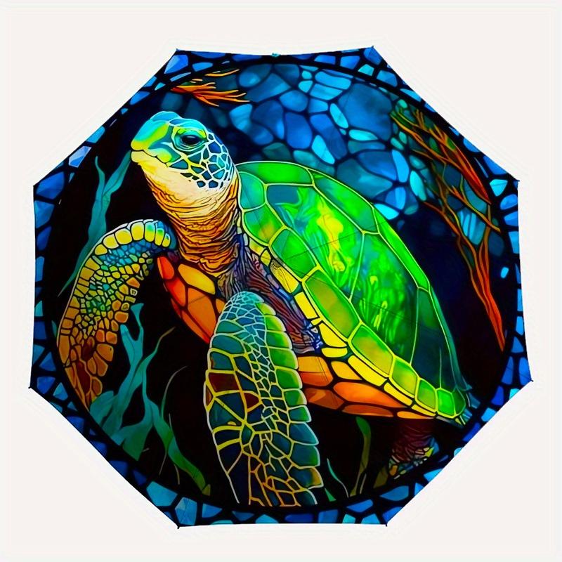 Line Design, Turtle Themed Eight Rib Automatic Folding Umbrella Is Suitable for Both Men and Women, Making It A Perfect Christmas and Valent