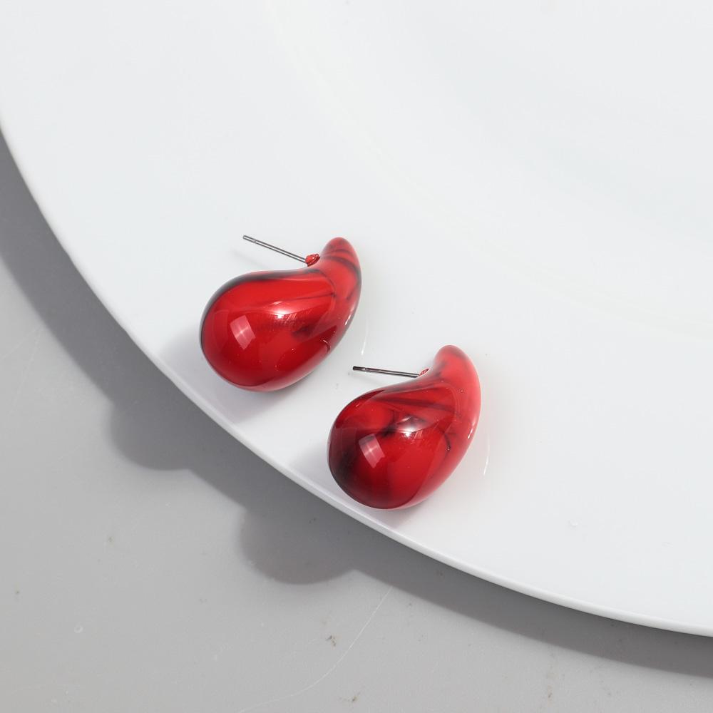 New AB Colorful Chunky Teardrop Earrings Dupes for Women Smooth Hollow Thick Water Drop Earring Hoops Trendy Jewelry Lightweight