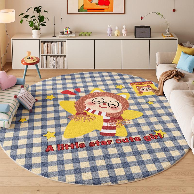 Animal Pattern Bedroom Decor Round Carpet Thick Plush Carpets for Living Room Fluffy Soft Children's Floor Mat Home Washable Rug