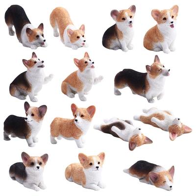 Auto Dekoration Kindergeschenk Harzfiguren Mini Tier für Kinder Miniaturfiguren Auto Ornament Corgi Modell Simulation Hund